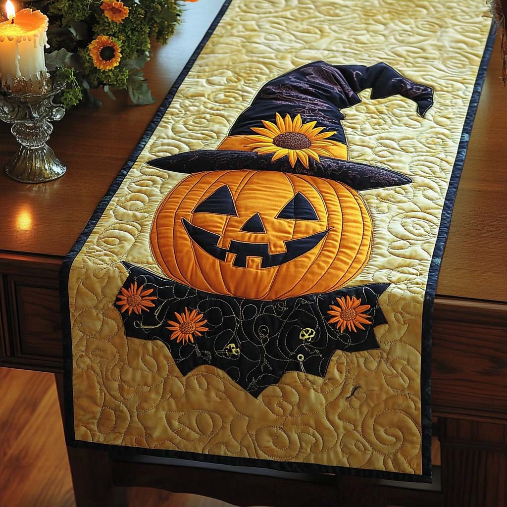 ハロウィンキルティッドテーブルランナー