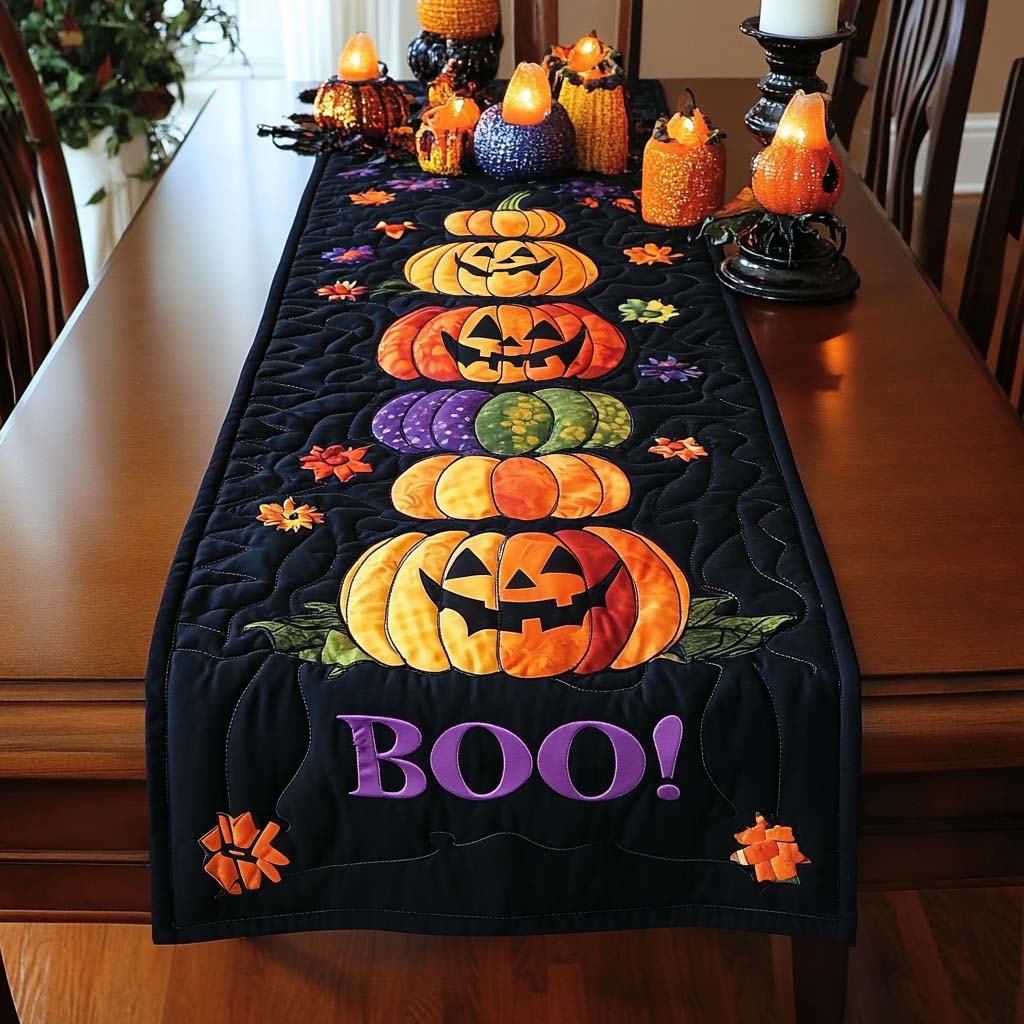 ハロウィンキルティッドテーブルランナー